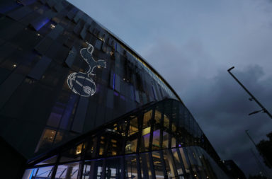 Tottenham Hotspur Badge outside the Tottenham Hotspur Stadium