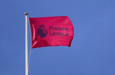 Premier League logo badge on a flag