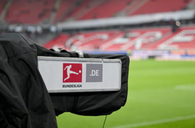 TV camera with Bundesliga logo