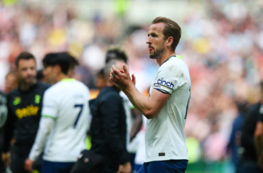 Harry Kane applauds supporters