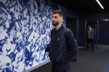 Rodrigo Bentancur of Tottenham Hotspur arrives at the stadium