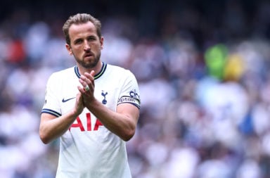 Harry Kane applauds supporters