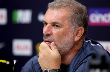 Ange Postecoglou attends a press conference