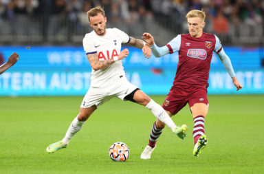 James Maddison takes possession of the ball